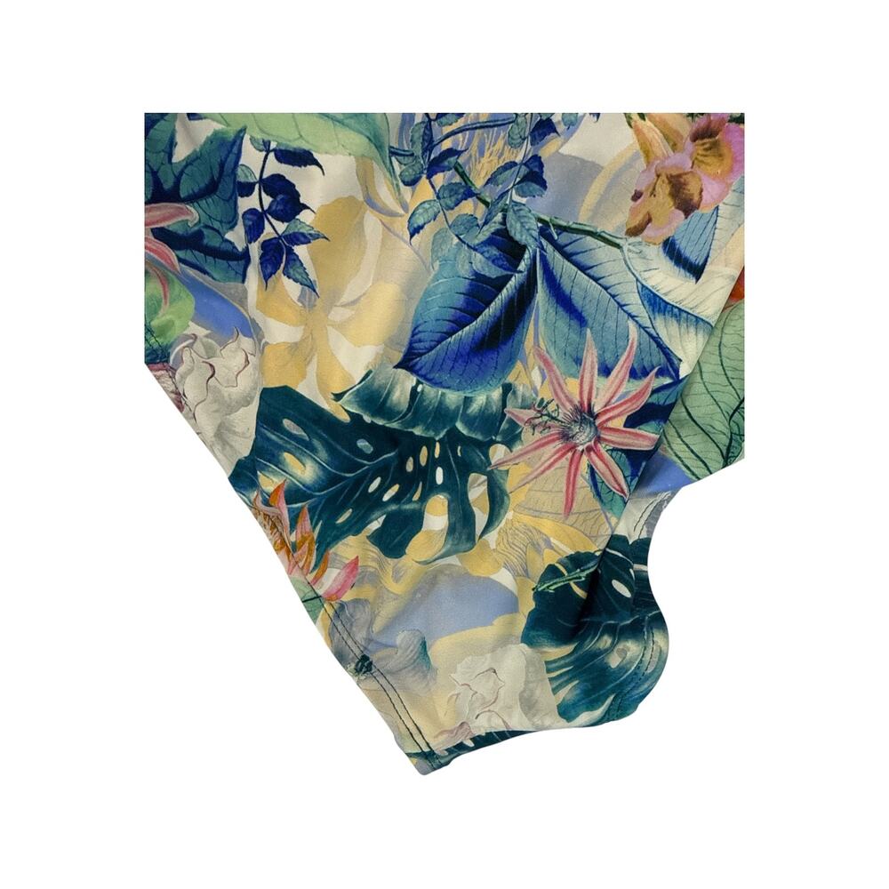 PO-EX Jantzen Tropical Botanical One Piece Swimsuit 14 Ruched Tummy Control NWT - Picture 11 of 11